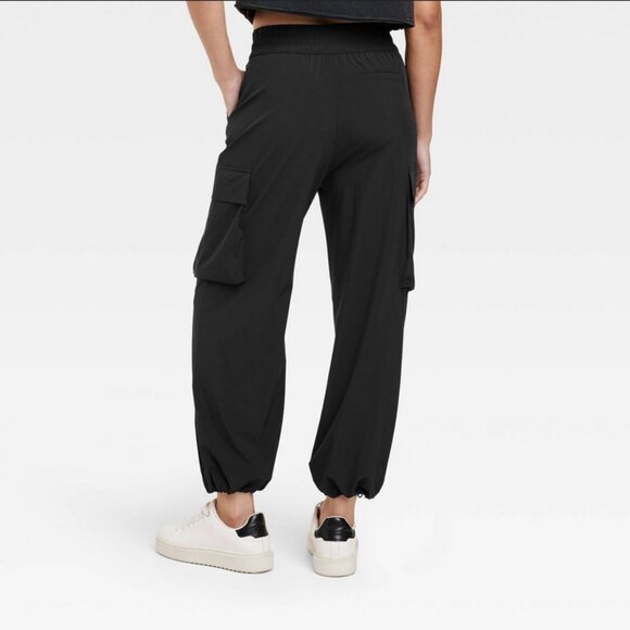 Women's Cinch Hem Woven Cargo Pants - JoyLab Black L - Picture 3 of 3
